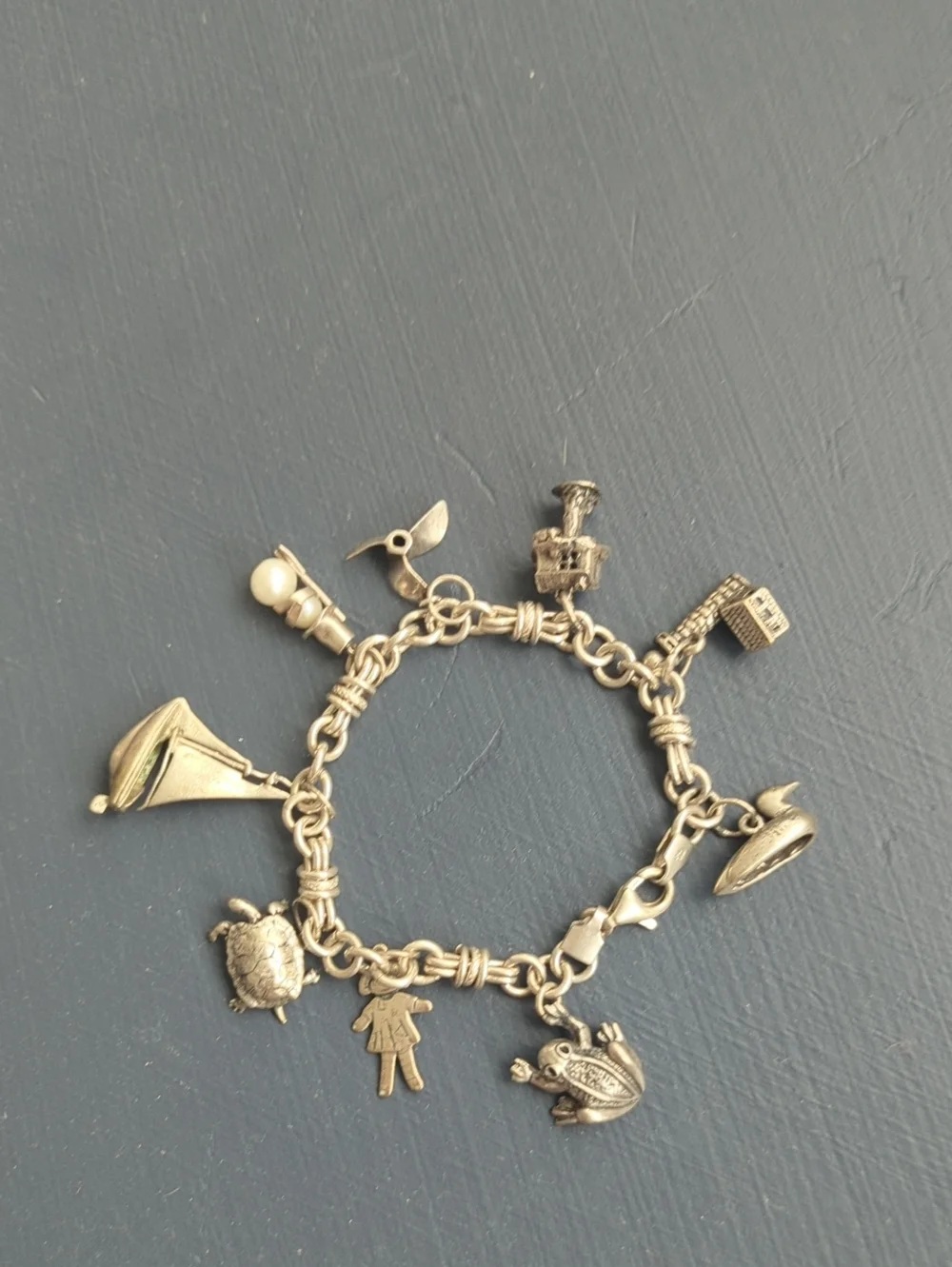 1970s Vintage Sterling Silver Charm Bracelet - Picture 1 of 7
